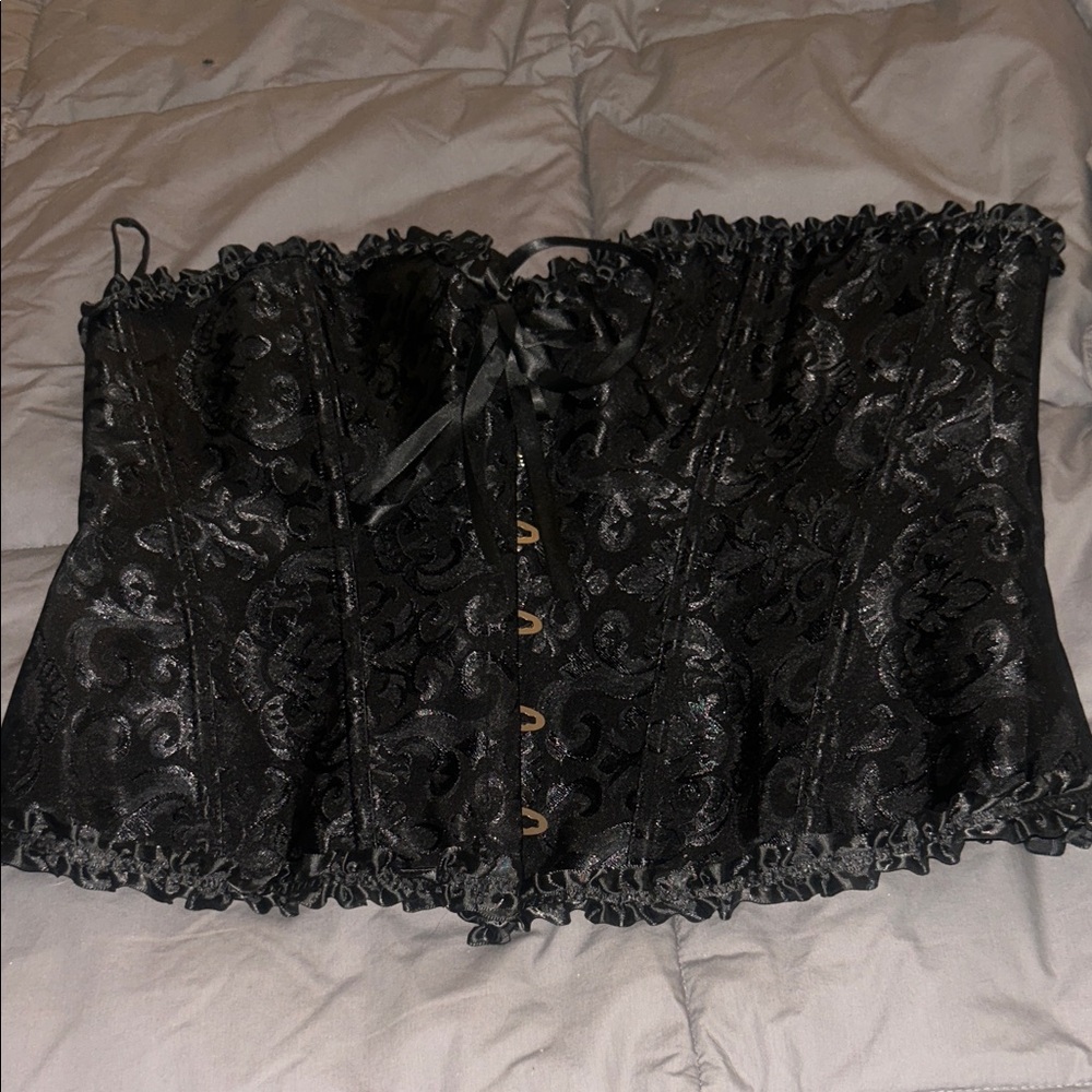 Black Brocade Corset Top